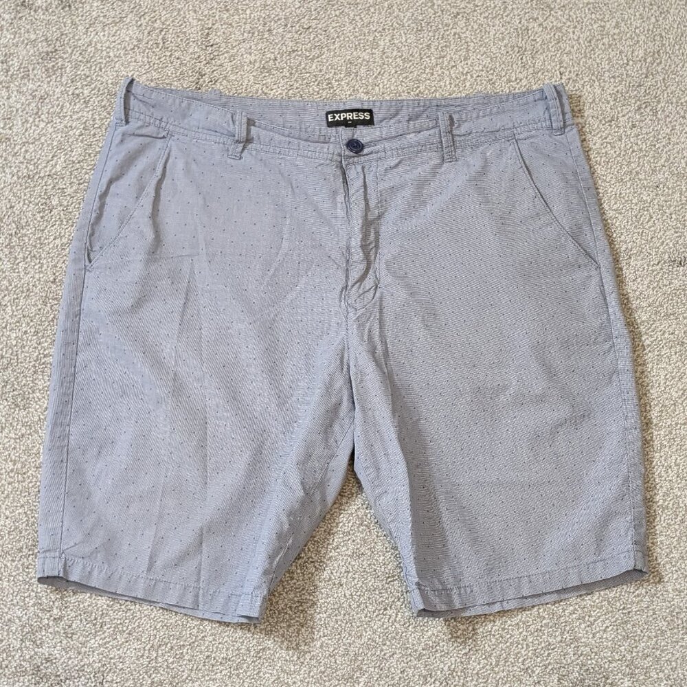 EXPRESS Blue Plaid Cotton, 10 Inch Men's Shorts; Size 36
